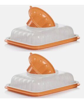 Tupperware Rectangular Jel Party Jumbo Mold 10.5 cup Maple Color Set of 2 New